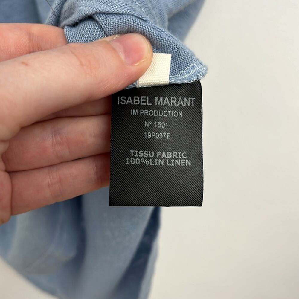 NWOT Isabel Marant Étoile Koldi Linen Rolled Sleeve Easy Relaxed Fit Tee - Large - Picture 10 of 12